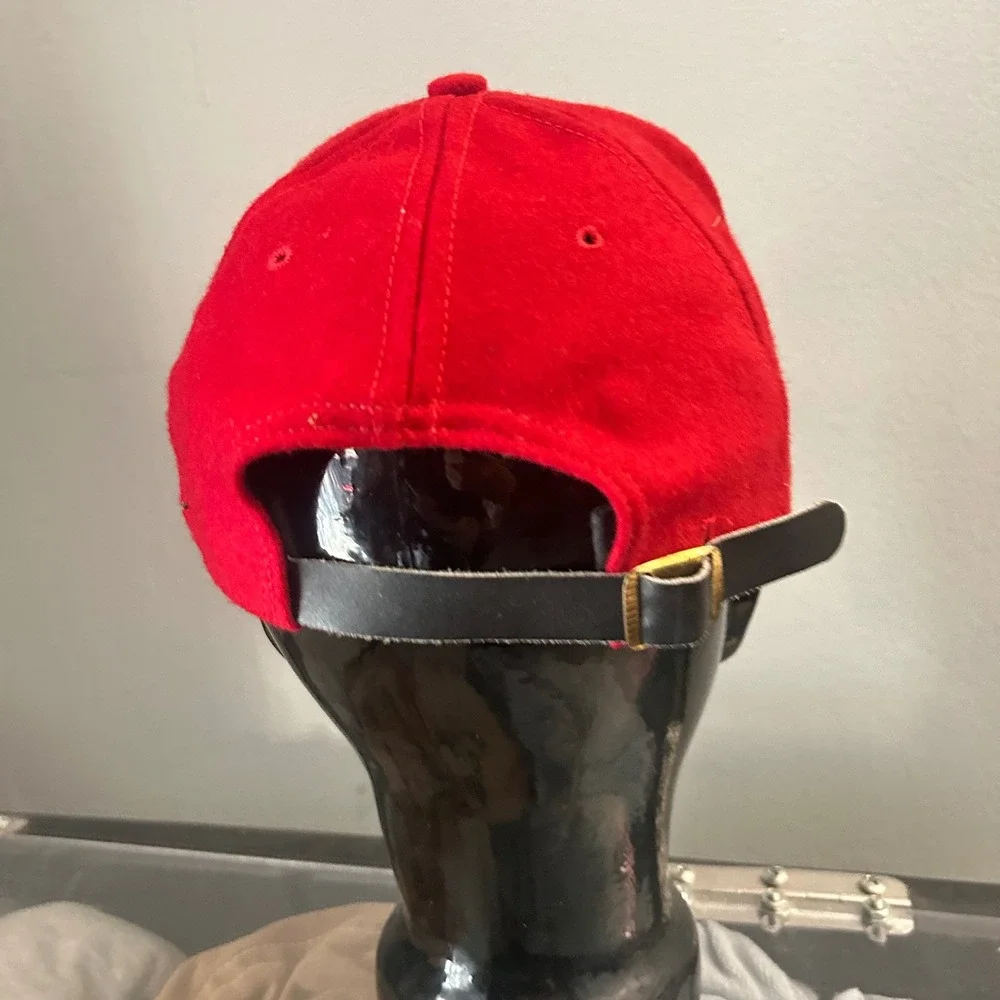 Pendleton Hat Men OS Red Wool Southwestern Pattern Leather Strapback B147
